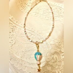Handmade 📿 by Me Beaded Hot Air Balloon Pendant Necklace - Perfect for Layering